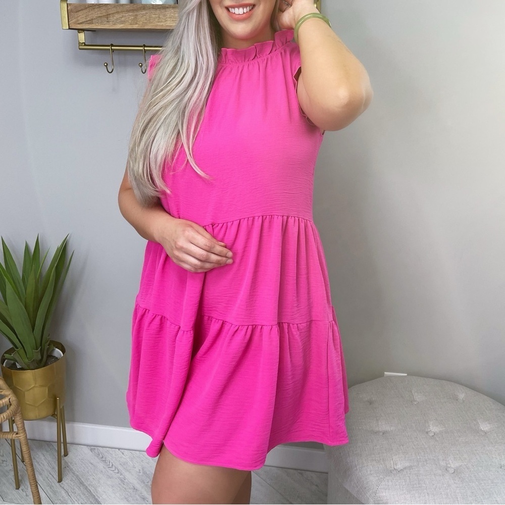 Vibrant Pink Tiered Dress